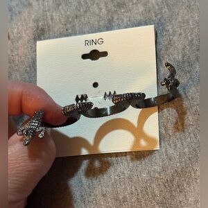 Triple Finger Black Crocodile Ring NWT